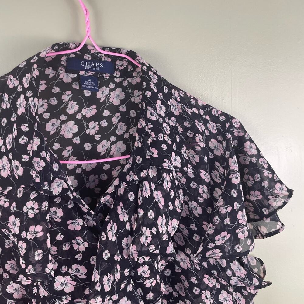 CHAPS ruffled button down sheer blouse - Picture 6 of 7